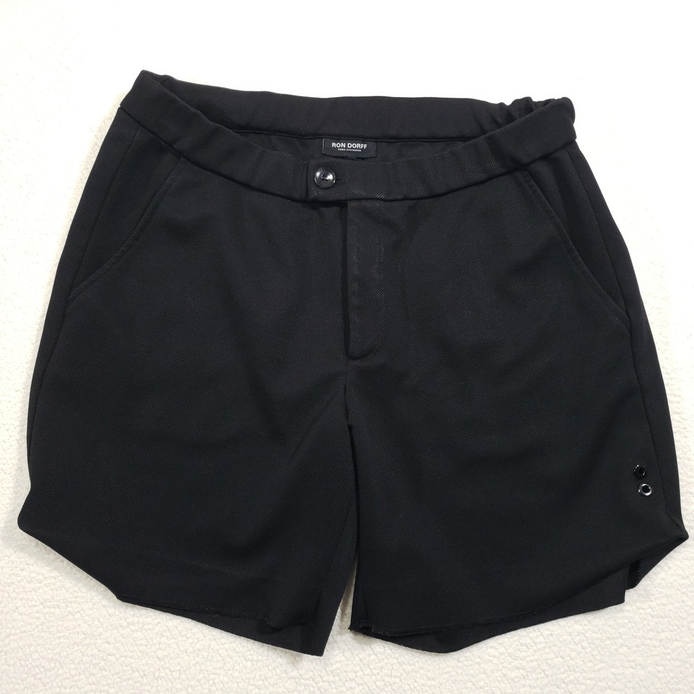 Ron Dorff Urban Shorts Men Large Black Textured Twill Elastic Waist Loose Hem